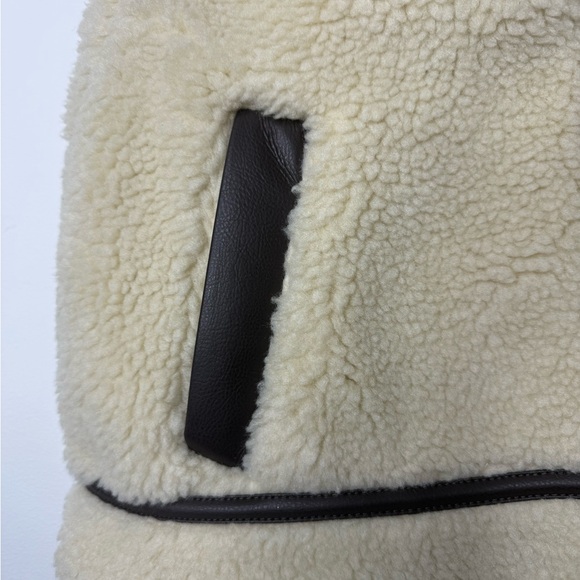 LOFT Cream Sherpa Vest with Dark Brown Trim - Picture 2 of 6